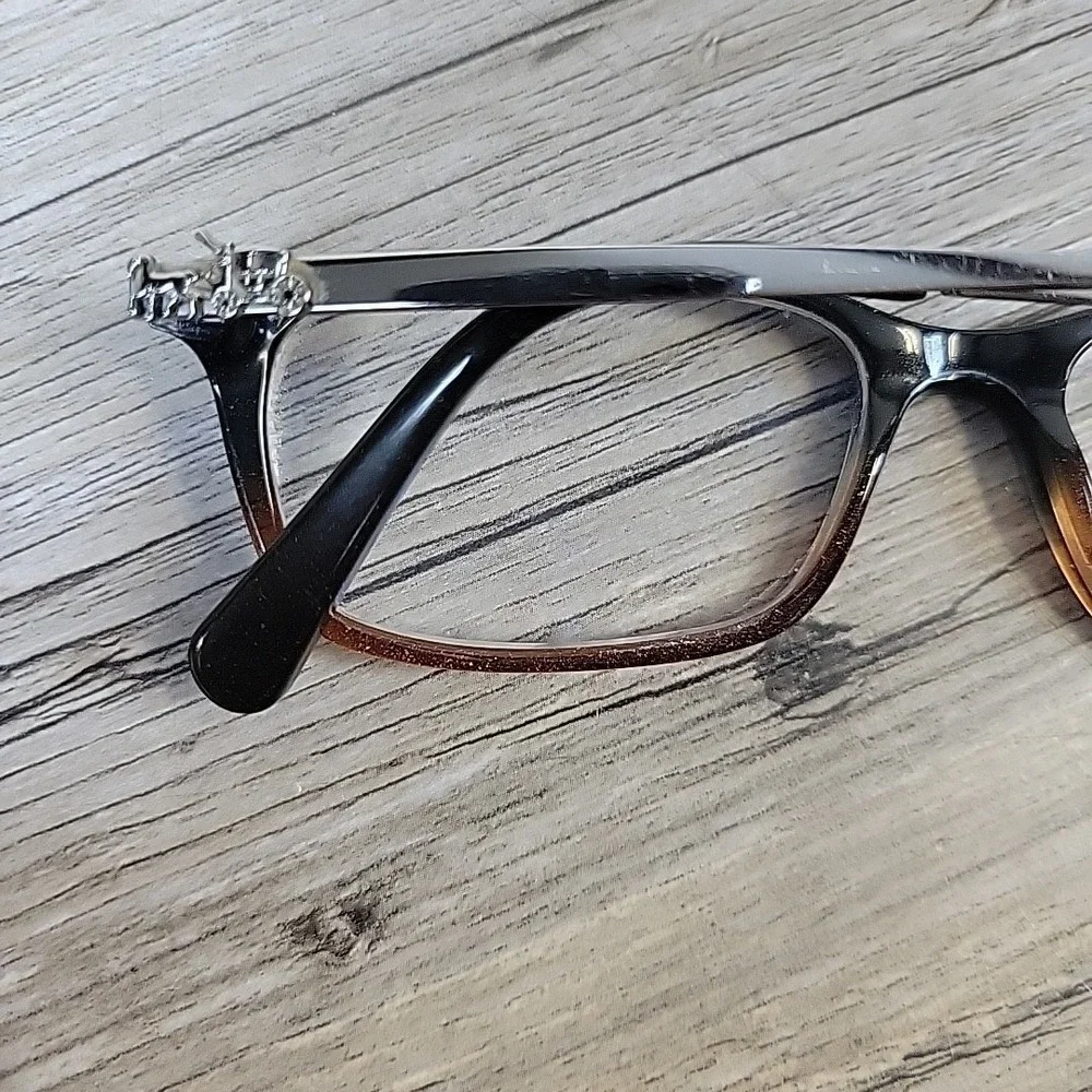 COACH HC6110 5475 Eyeglasses Frames Women Black Amber Glitter Gradient 50-16-140